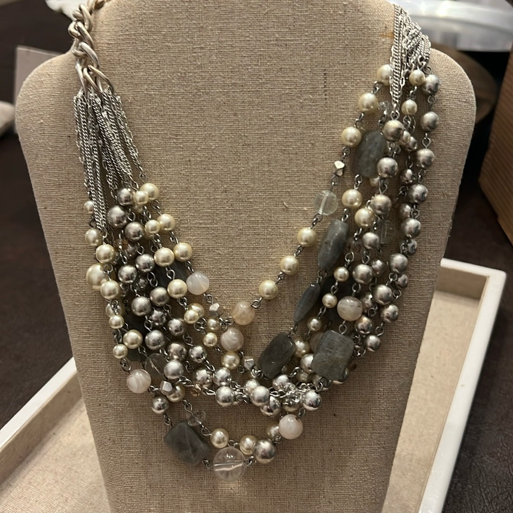 Stella & Dot | Gorgeous Labradorite + Silver Multi-layer Oslo Necklace